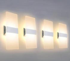 KICAAO, 2 vnt. rinkinys, sieninis šviestuvas, 12 W, akrilo LED sieninis šviestuvas, modernus, šiltos baltos spalvos, skirtas prieškambariui, svetainei, miegamajam ir kitoms patalpoms, be apšvietimo reguliavimo funkcijos (4 vnt., 3000 K)
