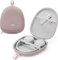 Kietas, ypač plonas ausinių dėklas, skirtas „Sony“, „JBL“, „Bose“, „Soundcore Anchor“, „BERIBES KVIDIO TOZO“ ir „JLab“ ausinėms su ausų apvadu – universali nešiojamoji kelioninė organizatoriaus rankinė (rožinė)