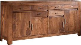 Kietosios akacijos medienos baldai Honey Sideboard 4 durys 6 stalčiai Baldai iš medžio masyvo Shaman # 41