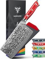 Kinietiškas virėjo peilis, 18 cm, profesionalus virtuvinis peilis, „Damascus“ peilis, „Xuan“ serija, VG10 „Damascus“ plieno virtuvinis peilis su dervos rankena (saulėlydžio raudona)