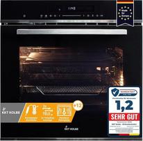 KKT KOLBE AirFryer EB8017ED 60 cm juoda įmontuojama orkaitė su karšto oro keptuve Savaiminio veikimo 72 l 2,9 kW katalizės funkcija Pizza Grilis konvekcinis karšto oro laikmatis Nerūdijančio plieno karščio apsaugos stiklas