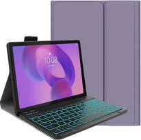 Klaviatūros dėklas, skirtas „Lenovo Yoga Tab“ 11,1 colio planšetiniam kompiuteriui 2025 m. modelio, su 7 spalvų klaviatūra, magnetiniu tvirtinimu, belaidžiu „Bluetooth“ ryšiu, nuimamas [vokiškas QWERTZ] apsauginis dėklas, violetinis