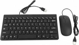 Klaviatūros ir pelės rinkinys, laidinis, USB, ypač plonas, kompaktiškas, „Mini“ ir kompaktiškas, „Plug and Play“, skirtas stacionariam kompiuteriui, nešiojamajam kompiuteriui, biurui, namams, darbui, juodos ir baltos spalvos (juoda)