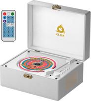 KLIM Retro CD grotuvas - nešiojamasis CD grotuvas su garsiakalbiu, "Bluetooth" imtuvu, "AUX", USB, baterija, retro dizainas ir nuotolinio valdymo pultas namams ir dekoracijoms - baltas