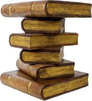 Knygų taburetė, knygų taburetė, sukraunama taburetė, šoninis staliukas, naktinis staliukas, gėlių taburetė, pjedestalas, 40 cm, rudos ir auksinės spalvos, su Pietryčių Azijos iliustruota knyga PDF formatu