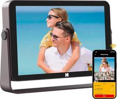 KODAK Digitaler Bilderrahmen, 10 Zoll Wlan Elektronischer Bilderrahmen, Integrierter Akku und 32GB Speicher, HD-IPS-Touchscreen, Wetteranzeige, Teilen von Bildern, Musik und Videos über App/Email/USB