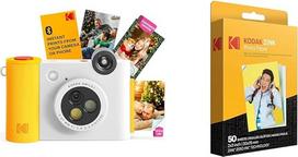 KODAK Smile+ 2 in 1 skaitmeninis fotoaparatas momentiniam spausdinimui ir belaidis "Bluetooth" nuotraukų spausdintuvas + KODAK 2 x 3 colių aukščiausios kokybės fotopopierius (50 lapų)