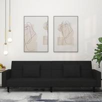 KOIECETA Dvivietė sofa-lova su 2 pagalvėlėmis, svečių lova su mediniu rėmu, sofa-lova, dienos lova, išskleidžiama sofa, juodo aksomo