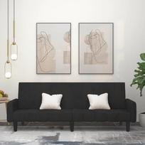 KOIECETA Dvivietė sofa-lova su mediniu rėmu; sofa-lova, skirta svetainei, namų kino salei, biurui; sofa-lova, dienos lova, svečių lova; aksominė (juoda, su porankiais)