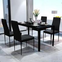 KOIECETA Vid-2817 Valgomojo stalo komplektas su 4 kėdėmis juodas 105 x 60 x 74 cm Kėdės 43 x 50 x 96 cm 5 dalių komplektas