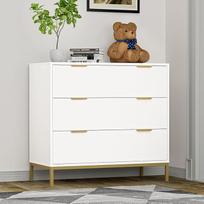 Komoda balta su 3 stalčiais 40 cm medinė stalčių spintelė "Comode Sideboard" miegamajam Svetainės stalčių spintelė Prieškambario, daug saugojimo vietos, Anti-Dumping 80 x 40 x 75 cm