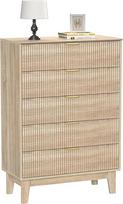 Komoda su 5 stalčiais Komoda Miegamojo prieškambario prieškambario Svetainės organizatorius 80 x 40 x 116 cm Natūralus aukštas stalviršis Komoda su 5 stalčiais Siaura universali spintelė