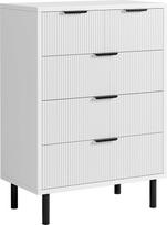 Komoda su 5 stalviršiais, Komoda su metaliniais stalviršiais, Nachttisch Aus Holz, Schubladenschrank Für Wohnzimmer, Schlafzimmer, Flur, 70x40x95cm