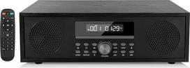 Kompaktinė sistema su CD grotuvu, mikro HiFi sistema, 2 x 20 W garsiakalbių sistema, mini stereo sistema su FM radiju, "Bluetooth", "Aux" įvestimi, USB įvestimi, HiFi muzikos sistema su garso išvestimi (CD169, retro juoda)