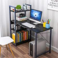 Kompiuterinis stalas su lentynomis, 110 cm kampinis stalas studentams ir darbuotojams, ergonomiškas stalas mokymuisi, rašymui ir kompiuterinei darbo vietai (juodoji gluosnė)