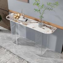 Konsolė Sofa Modernus konsolinis stalas Įėjimo stalas Prieškambario stalas Šiuolaikinis akcento stalas Gyvenamojo kambario prieškambario fojė dekoravimas ir organizavimas (balta, 140 cm)