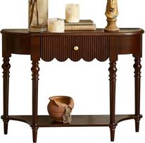 Konsolentisch Schmal mit Stauraum, Sideboard Schmal aus Eschenholz, Abgerundete Ecken, Robust und Pflegeleicht, für Wohnzimmer und Flur(Brown)