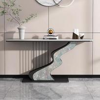 Konsolinis stalas, „Nordic Light Luxus Rock Slab“ dizainas, daugiasluoksnis lakuotas metalinis rėmas, suapvalinti kampai; skirtas prieškambariui, miegamajam, svetainei, fojė