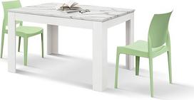 KONTE.DESIGN LIPARI Medinis stalas "Static White Finish" su baltu pagrindu Išskleidžiamas 140 x 90 cm - 220 x 90 cm