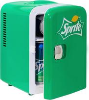 Koolatron Coca Cola Sprite mini šaldytuvas miegamajam, 4 l, 6 skardinės, mažas šaldytuvas maistui, gėrimams, vaikams, namams, automobiliui ir kelionėms, 12 V nešiojamasis šaldytuvas ir šildytuvas, žalias