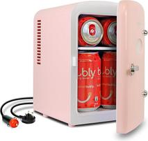 Koolatron Retro Mini šaldytuvas miegamiesiems 4L mažas šaldytuvas 6 skardinės stalinis šaldytuvas Tylūs mini šaldytuvai odos priežiūrai Maisto produktai gėrimai Vaikams Namai Automobilis ir kelionės 12v Nešiojamasis šaldiklis Šildytuvas Šaldytuvas, rožini