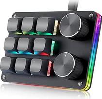 Koolertron Mini programuojama klaviatūra, 9 klavišų mini klaviatūra su 2 rankenėlėmis, visiškai reguliuojama makro klaviatūra su RGB apšvietimu, 6 reguliuojami lygiai, žaidimų klaviatūra žaidimams, biurui