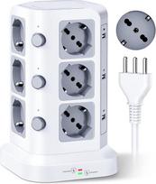 KOOSLA „Multi Socket“ 4000 W, 2 m, balta | 12 lizdų, 3 jungikliai, apsauga nuo viršįtampių, 2 m kabelis, biurui, namams