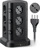 KOOSLA „Multi Socket“ 4000 W, 2 m, juoda | 12 lizdų, 3 jungikliai, apsauga nuo viršįtampių, 2 m kabelis, biurui, namams