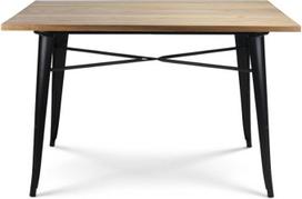 KOSMI - Valgomasis stalas 120 x 80 cm, juodas metalinis ir medinis padėklas, pramoninis stilius (šviesus medis, 120 x 80 cm)