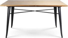 KOSMI - Valgomasis stalas 120 x 80 cm, juodas metalinis ir medinis padėklas, pramoninis stilius (šviesus medis, 140 x 80 cm)