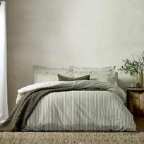 krosnis. Yard Hebden Mélange Stripe medvilninės antklodės užvalkalas - itin minkšta dvipusė dryžuota patalynė (alyvinė - dvigulė lova - 200 x 200 cm)