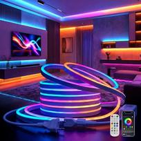 KSIBNW LED neoninė juosta, 10 m, RGBIC, LED juosta su nuotolinio valdymo pultu ir programėle, IP65 atsparumas vandeniui, lankstus šviesos vamzdis, „Bluetooth“ sinchronizavimas su muzika, LED juosta su laikmačio nustatymu, reguliuojamas LED apšvietimas, sp