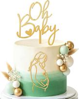 Kūdikio sutikimo šventės dekoracijos, torto papuošimai, „Oh Baby Shower“, akrilo torto papuošimas, torto papuošimai „Nappy Cake“, lyties atskleidimo šventės dekoracijos, kūdikio sutikimo šventės dekoracijos, mergaitė, berniukas, tortas, auksas
