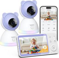 Kūdikių stebėjimo prietaisas su kamera 2K/3 MP, 5,5 colių HD WLAN vaizdo kamera kūdikiams