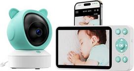 Kūdikių stebėjimo monitorius su kamera, aukščiausios kokybės 2K/3 MP, 5 colių ekranas, 360° apžvalgos kampas, „Wi-Fi“ vaizdo stebėjimo monitorius su programėle, infraraudonųjų spindulių naktinio matymo funkcija, dvipusis garso ryšys, verksmo, judesio ir t