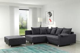 Kuechen-preisbombe Minsk L Šiuolaikinė juodos spalvos kampinė sofa Kampinė sofa su taburete