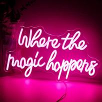 Kur vyksta magija Neon ženklas LED rožinis žodis šviesos ženklas sienos raidės Neon ženklas Neon šviesos akrilo Neon ženklas miegamajame Vestuvių gimtadienio apdaila Šalis ženklas