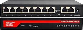 KuWFi LAN komutatorius 10 prievadų tinklo komutatorius (Plug and Play Gigabit Ethernet Switch LAN Splitter, LAN Distributor, Ethernet Hub, Support Vlan, Fanless Metal Housing Unmanaged)
