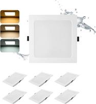 Kvadratinis įleidžiamas LED šviestuvas, 16 W, 3CCT, 1400 lm, įleidimo skersmuo 145–160 mm, 6 vnt. pakuotėje | LED prožektoriai, lubinis šviestuvas, itin plonas, montavimo gylis 25 mm, šilta balta / neutrali balta / šalta balta, kvadratinis