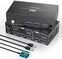 KVM jungiklis 2 monitoriams 2 PC 8K, HDMI USB 3.0 KVM jungiklis dviem monitoriams, palaiko 8K@60Hz, 4K@120Hz, skirtas 2 kompiuteriams, kurie dalijasi klaviatūra, pele ir monitoriumi