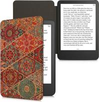 kwmobile Case Compatible with Amazon Kindle (2022) - Cork eReader Protective Cover Case - Mandala Tiles Pink Red Blue