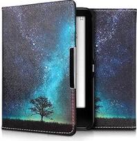kwmobile Flip Case Compatible with Tolino Vision 1/2/3/4 HD Case - eReader Case - Galaxy Tree Meadow Blue Grey Black
