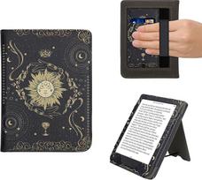 kwmobile Flip Cover Compatible with Kobo Clara BW/Clara Colour/Tolino Shine (5) / Shine Colour - dėklas su riešo dirželiu Taro kortos Tamsiai mėlyna, geltona, juoda