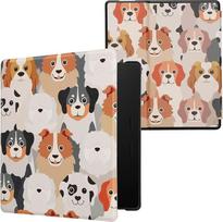 kwmobile Schutzhülle für Amazon Kindle Oasis 10. Generation Hülle - eReader Flip Case mit Auto Sleep Funktion - Viele Hunde mit Weiß Hellbraun Grau