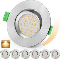 KYOTECH LED įleidžiami prožektoriai, 230 V, reguliuojamas apšvietimas, 68-80 mm, itin plokšti LED prožektoriai, 5 W, IP44, vonios kambario įleidžiami šviestuvai, lubų prožektoriai, šilta balta spalva, 2700 K, 45° pasukami įleidžiami prožektoriai