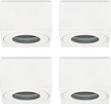 KYOTECH LED paviršinio montavimo prožektorius, plokščias, IP44, baltas, paviršinio montavimo lubinis šviestuvas, skersmuo 80 x 80 x 50 mm, skirtas LED moduliams, 230 V, paviršinio montavimo šviestuvas, žemyn nukreiptas šviesos šaltinis, kvadratinis, atspa