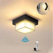 KZT 12 W LED lubinis šviestuvas su radarinio judesio jutikliu, IP65 atsparus vandeniui, kvadratinis lubinis šviestuvas, šilta balta šviesa (3000 K), sieniniai šviestuvai, skirti naudoti viduje ir lauke, jutiklinis šviestuvas, skirtas koridoriui, laiptams,