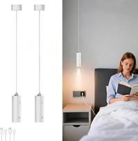 KZT 2 pakabukų šviestuvų pakuotė Baterija LED pakabinamas šviestuvas Touch Dimmable 3000 K šiltai balta pakabinama šviesa be maitinimo jungties su USB-C įkraunama modernia pakabinama šviesa miegamajam, valgomajam stalui, naktiniam staliukui Skersmuo 4 cm,