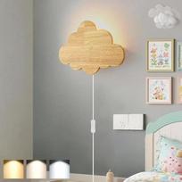KZT Debesys sieninis šviestuvas su kištukiniu jungikliu G9 LED medinis sieninis šviestuvas 3 spalvos Reguliuojamas naktinis šviestuvas Vaikų kambario naktiniai šviestuvai Vidinis debesų šviestuvas berniukams Mergaičių miegamasis Svetainė