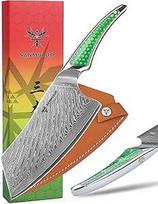 LA-S9 serijos "Nakiri" peilis, mėsininko peilis, pagamintas iš japoniško VG-10 Damasko plieno, itin aštrus daržovių peilis su ergonomiška rankena, pagaminta iš žalios dervos